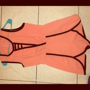 Coral with black accent romper